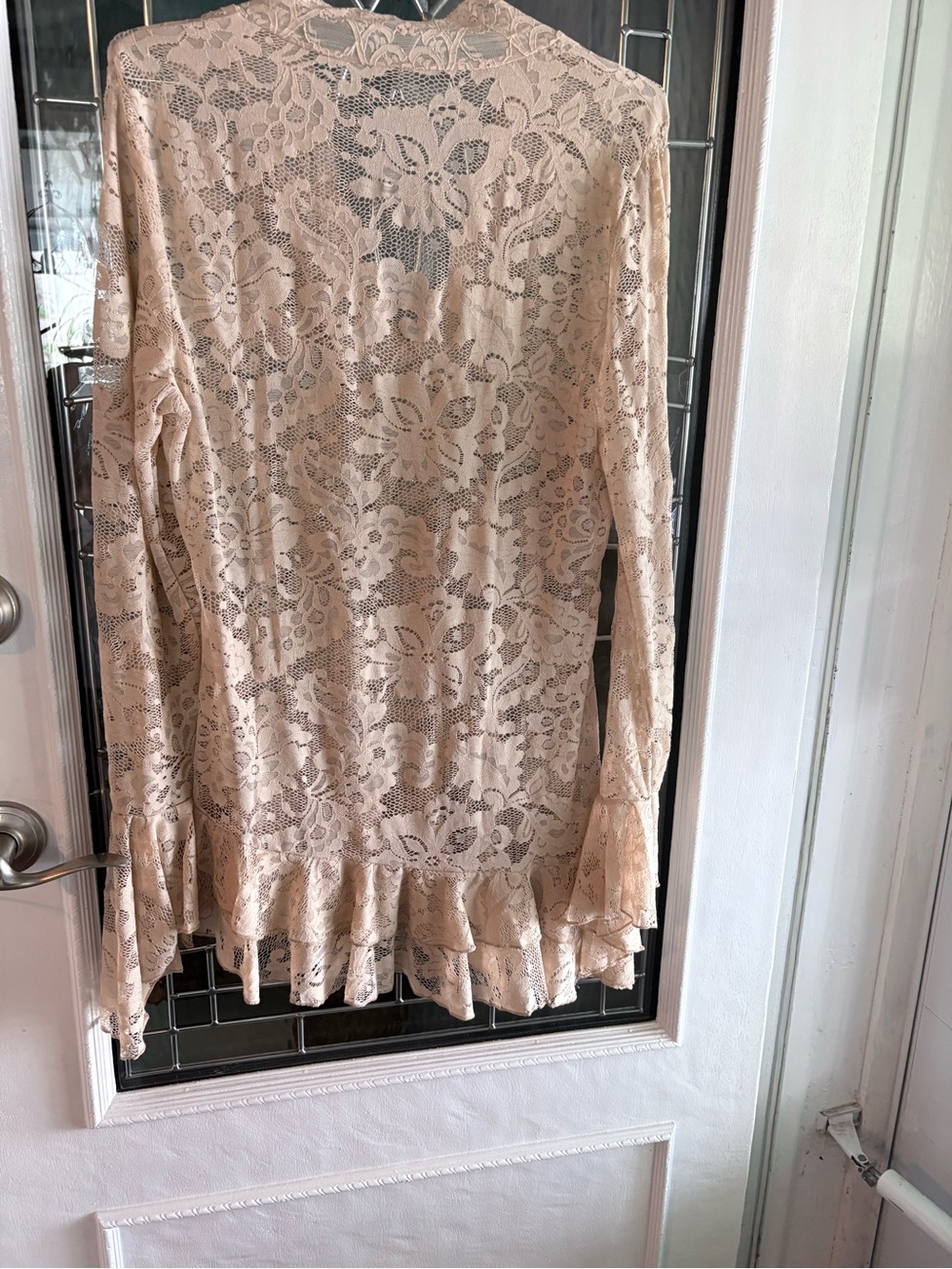Unlisted Beige Lace Ruffle-Hem Tunic